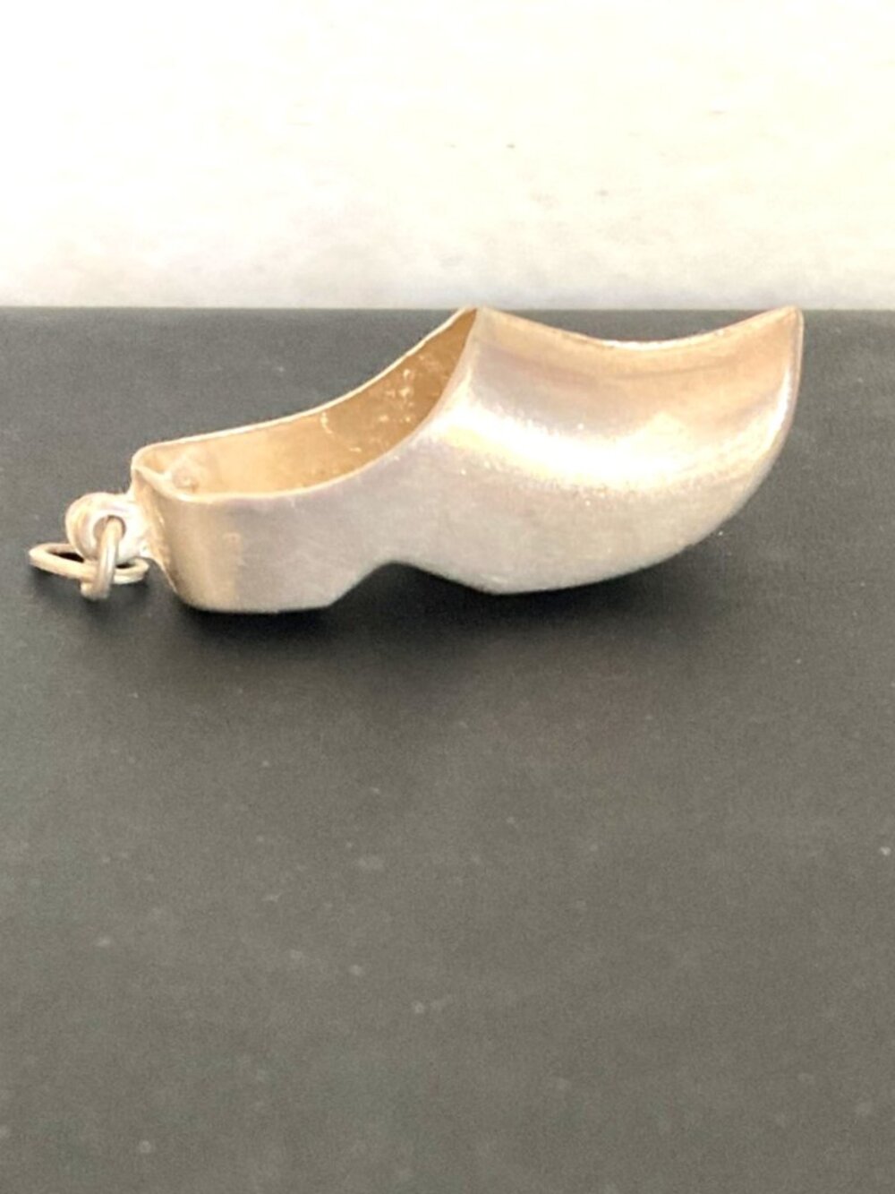Diminutive sterling silver clog charm or pendant